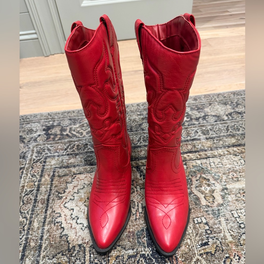 Soda Red Heeled Cowboy Boots - Picture 3 of 5